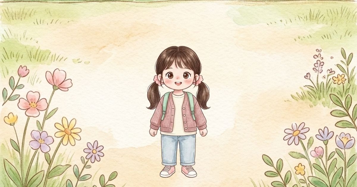 여자아이 그림, 긴팔 + 얇은 가디건